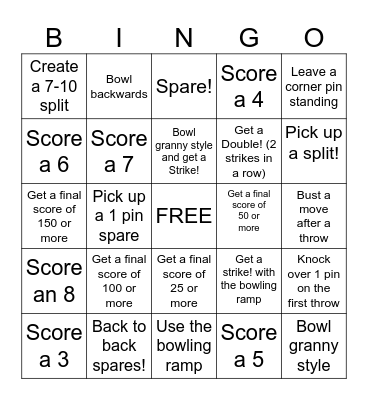 Selena's Bowling Bingo! Bingo Card