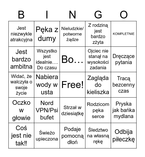 Śledziowy podcast Bingo Card