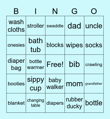 Baby Shower Bingo Card