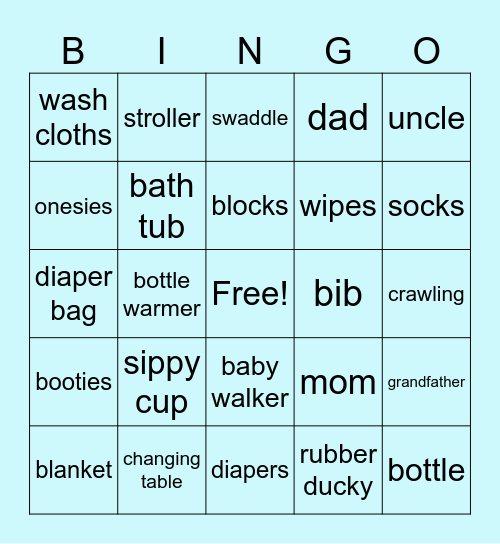Baby Shower Bingo Card