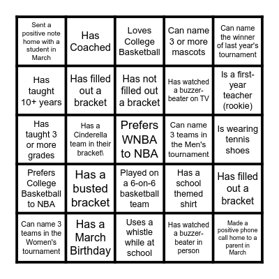Grant Madness Bingo Card