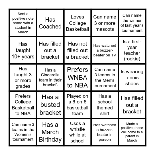 Grant Madness Bingo Card