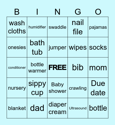 Baby Shower Bingo Card