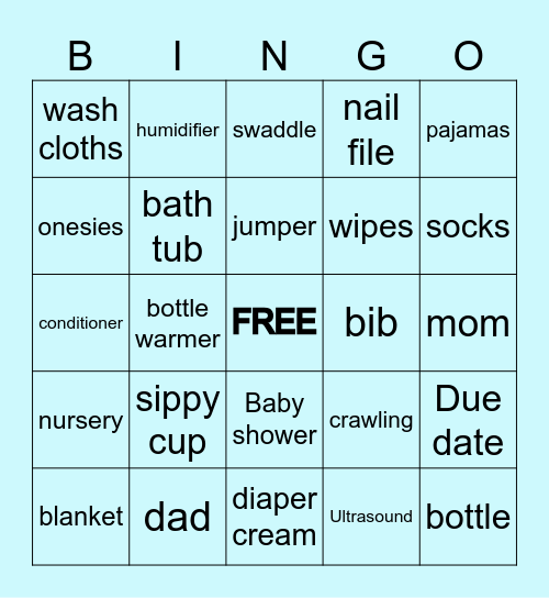 Baby Shower Bingo Card