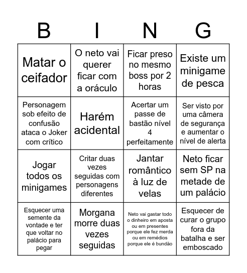 Bingo de Persona 5 v2 Bingo Card