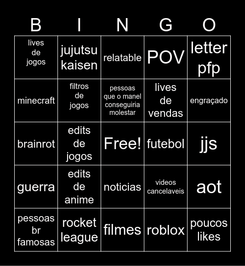 TIKTOK Bingo Card
