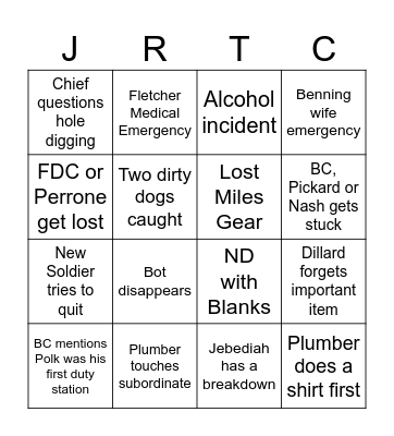 JRTC Bingo Card