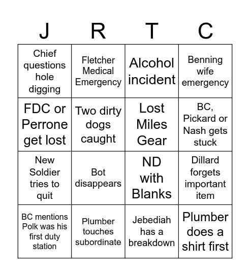 JRTC Bingo Card