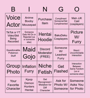 Anime Detour 2026 Bingo Card