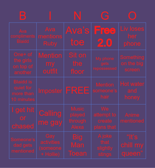 What happen Bingo Card