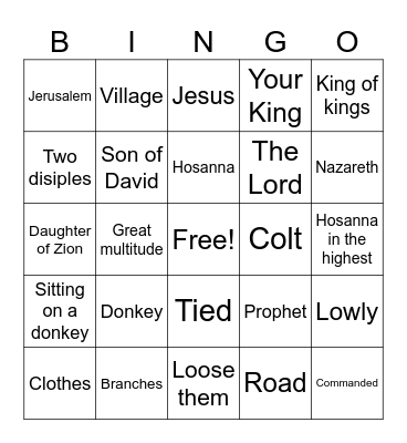Palm Sunday Bingo Card