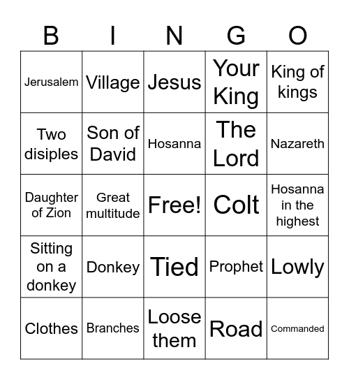Palm Sunday Bingo Card