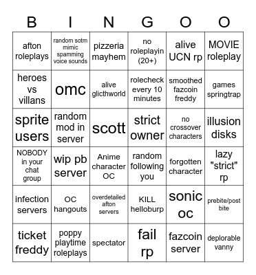 tprr bingo Card