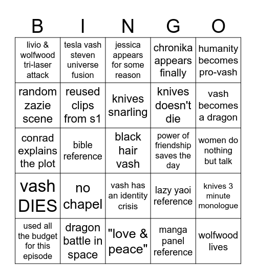 TRIGUN STARGAZE FINALE Bingo Card