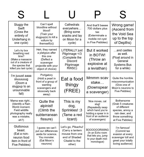 Rain World 9th Anniversary Bingo!! (Plain) Bingo Card