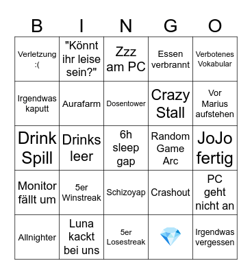 Lan Party Bingo Card