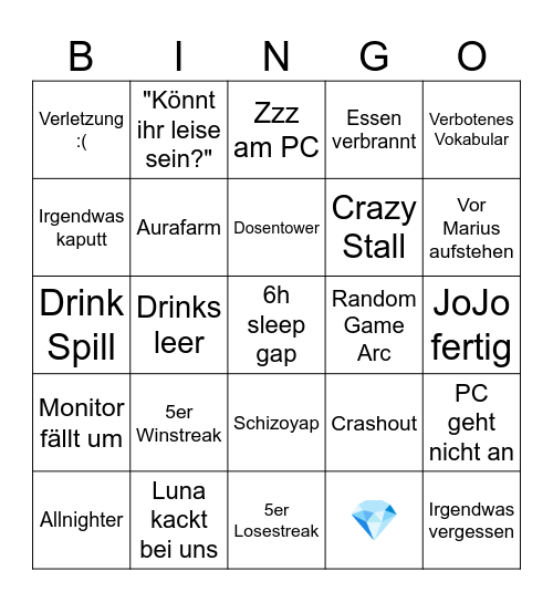 Lan Party Bingo Card