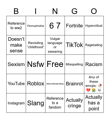 Gen Z bingo (oh no…) Bingo Card