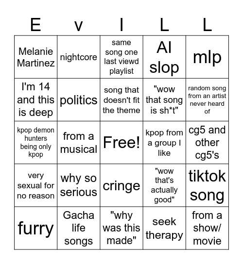 Spottily pov playlist Bingo Card