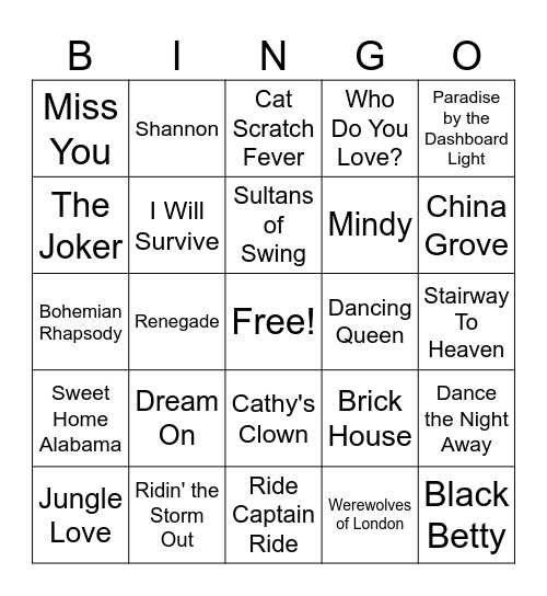70's FAVORITES GS 2026 Bingo Card