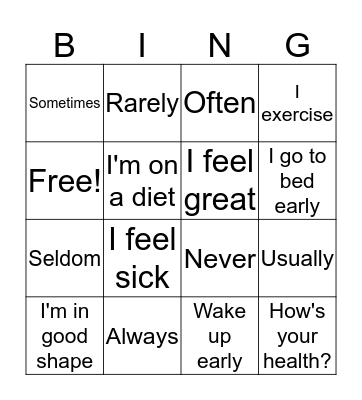 Frequency adverbs Bingo Card