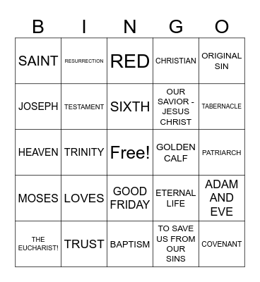 Salvation History Bingo Card
