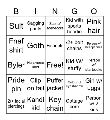 Park Royal Bingo Card