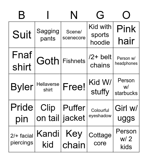 Park Royal Bingo Card