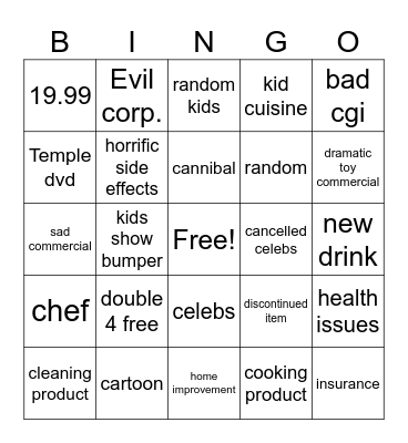 2000's Bingo Card