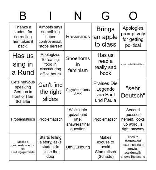 Dr. Elliot's Mannerisms Bingo Card