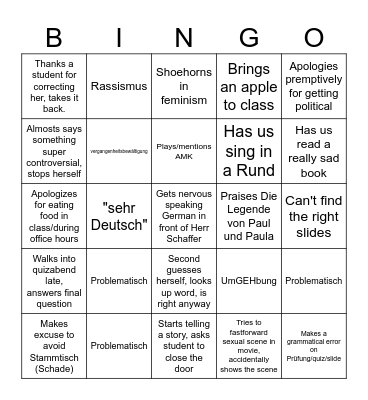 Dr. Elliot's Mannerisms Bingo Card