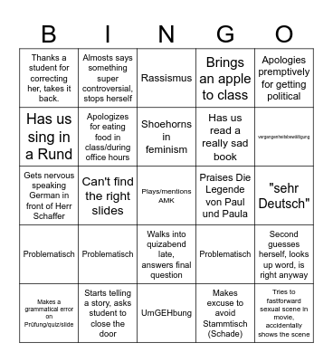 Dr. Elliot's Mannerisms Bingo Card