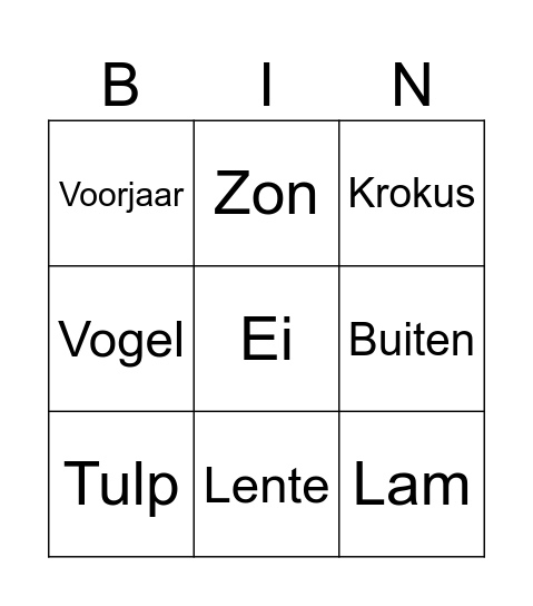 Lente Bingo Card