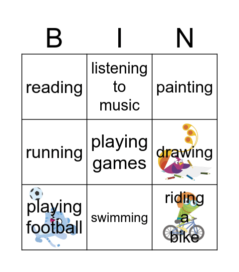 BS4 Hobbies Bingo Card
