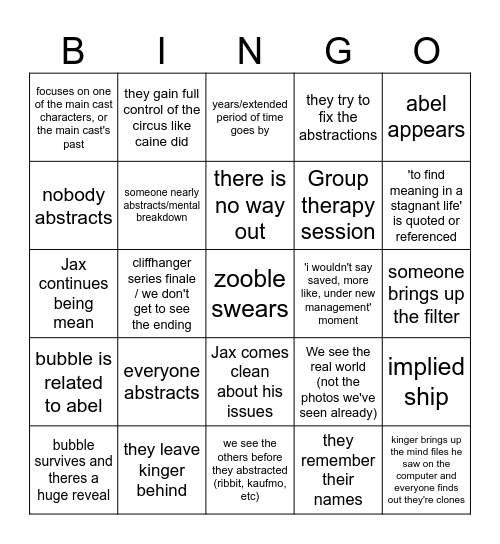tadc ep 9 predictions Bingo Card