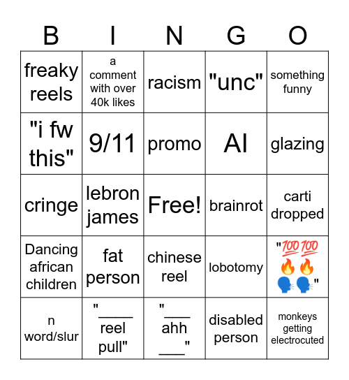 ig reels bingo 2025 Bingo Card