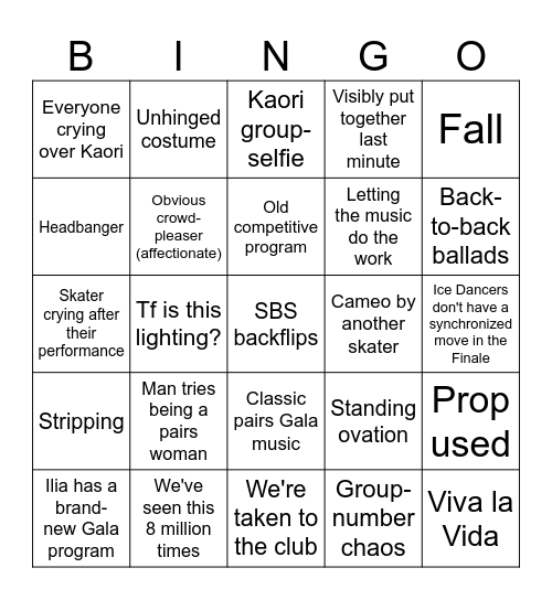 Worlds Gala Bingo Card