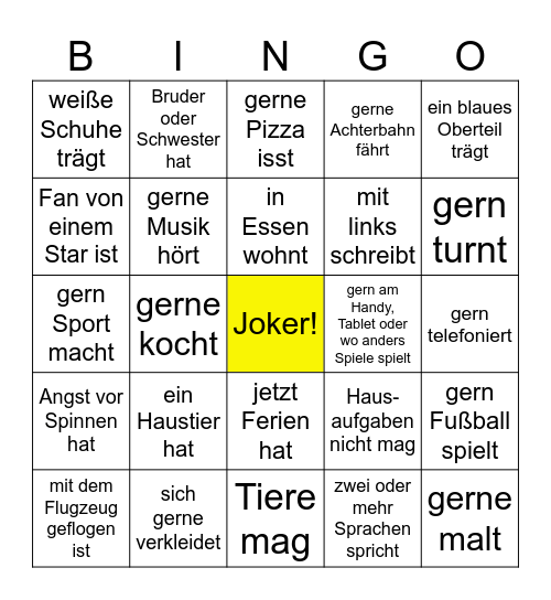 Finde jemanden, der/die... Bingo Card