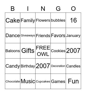 Let Owl play BINGO Card