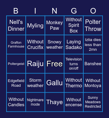 Phasmophobia Bingo Card