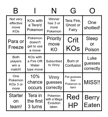 Then we fight bingo Vinny Route Music Bingo Card