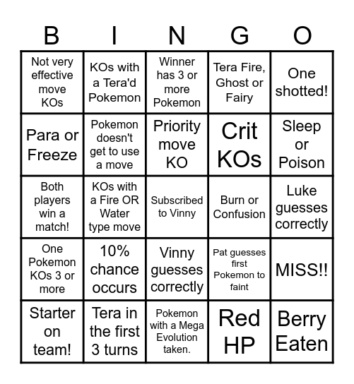 Then we fight bingo Vinny Route Music Bingo Card