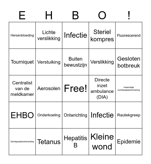 Begrippenbingo Card