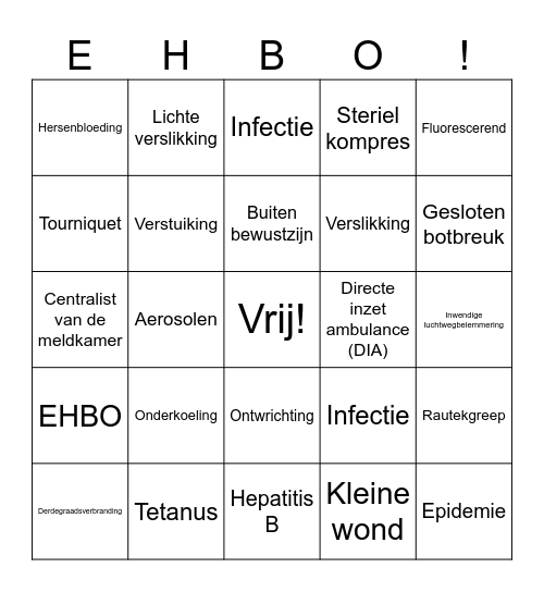 Begrippenbingo Card