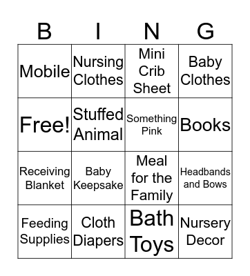 It's A Girl  Bingo Card