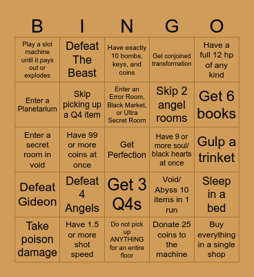 Isaac Bingo (Based on Another Matt) Bingo Card