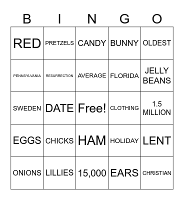 EASTER FACTS Bingo Card