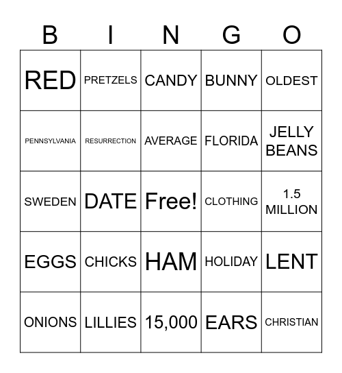 EASTER FACTS Bingo Card