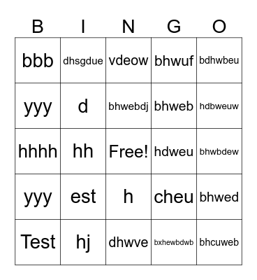 Tense Bingo Card