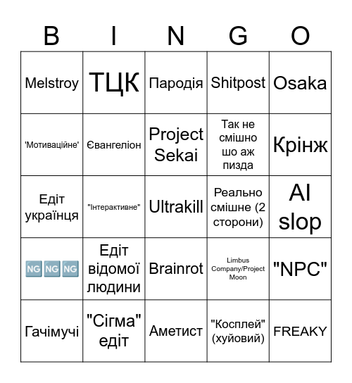 Tiktok bingo23798234789834927 Bingo Card
